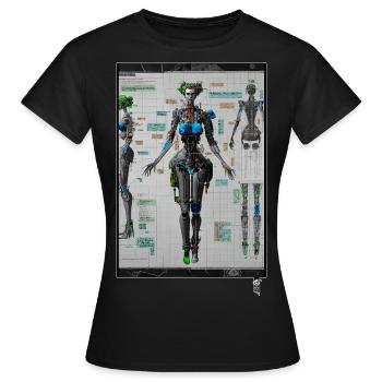 FEMALE ROBOT BLUEPRINT - par ArtBirdy - T-shirt Femme - noir - Devant - AI Model Female 172 dark (172cm)