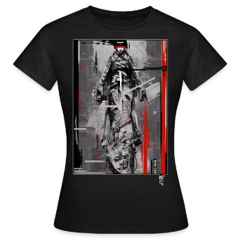 MATRIX OF THE SAMURAI GEISHA - by ArtBirdy - Frauen T-Shirt - Schwarz - Vorne - AI Model Female 172 dark (172cm)