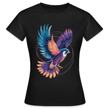 Majestätischer Falke – Aquarell-Raubvogel-Design - Frauen T-Shirt - Schwarz - Vorne - AI Model Female 172 dark (172cm)
