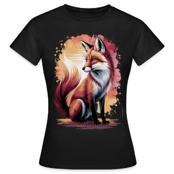 Majestic Fox Watercolor Forest Motif - Women's T-Shirt - black - Front - AI Model Female 172 dark (172cm)