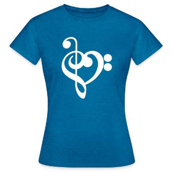 Music Treble Clef Heart - Women's T-Shirt - antique blue sapphire heather - Front - AI Model Female 172 dark (172cm)