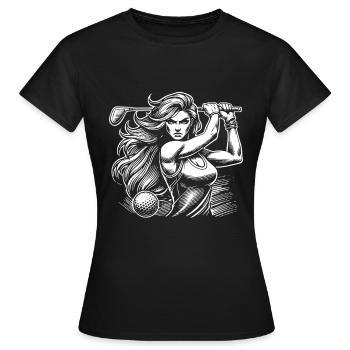 Design de golfeur cool avec une golfeuse attrayante - T-shirt Femme - noir - Devant - AI Model Female 172 dark (172cm)