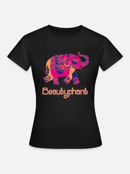 Elefant Mandala Zeichnung schön bunt - Frauen T-Shirt - Schwarz