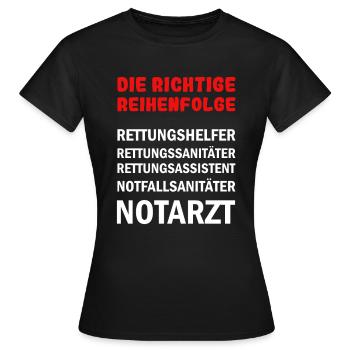 Rettungsdienst Hierarchie - Frauen T-Shirt - Schwarz - Vorne - AI Model Female 172 dark (172cm)