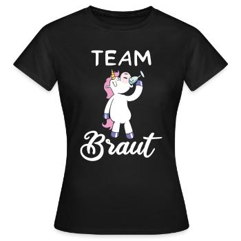 Team Braut Einhorn JGA Junggesellinnenabschied - Frauen T-Shirt - Schwarz - Vorne - AI Model Female 172 dark (172cm)