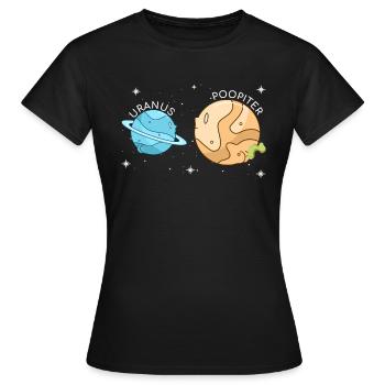 Uranus Poopiter - Uranus Planet Weltraum Lustig - Frauen T-Shirt - Schwarz - Vorne - AI Model Female 172 dark (172cm)