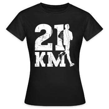 21 km - Semi-marathonien Coureur de semi-marathon - T-shirt Femme - noir - Devant - AI Model Female 172 dark (172cm)