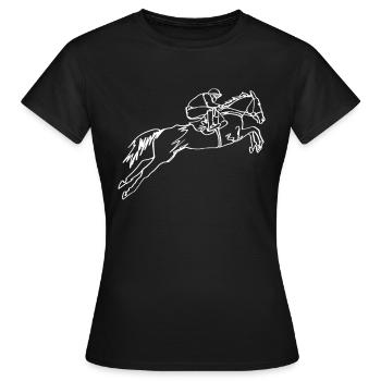 Pferderennen Sprungrennen Pferdesport Jockey - Frauen T-Shirt - Schwarz - Vorne - AI Model Female 172 dark (172cm)