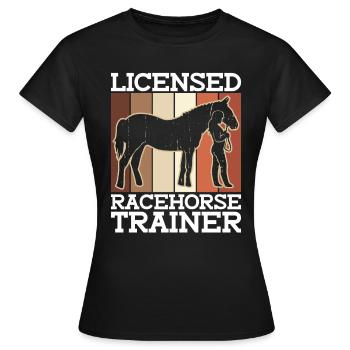 Entraîneur de chevaux de course agréé - Entraîneur de chevaux - T-shirt Femme - noir - Devant - AI Model Female 172 dark (172cm)