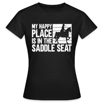 Mon endroit heureux est dans la selle - Selle - T-shirt Femme - noir - Devant - AI Model Female 172 dark (172cm)