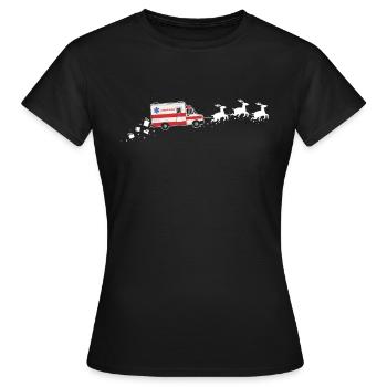 Krankenwagen Weihnachtsmann Weihnachtsschlitten - - Frauen T-Shirt - Schwarz - Vorne - AI Model Female 172 dark (172cm)