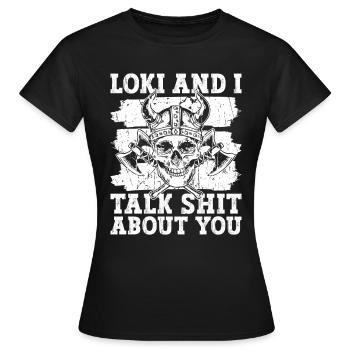 Nordische Mythologie Loki Wikinger Nordisch Gott - Frauen T-Shirt - Schwarz - Vorne - AI Model Female 172 dark (172cm)
