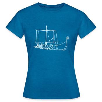 Nordische Mythologie Wikingerboot Oneline Nordic - Frauen T-Shirt - Antikblaues Saphir meliert - Vorne - AI Model Female 172 dark (172cm)