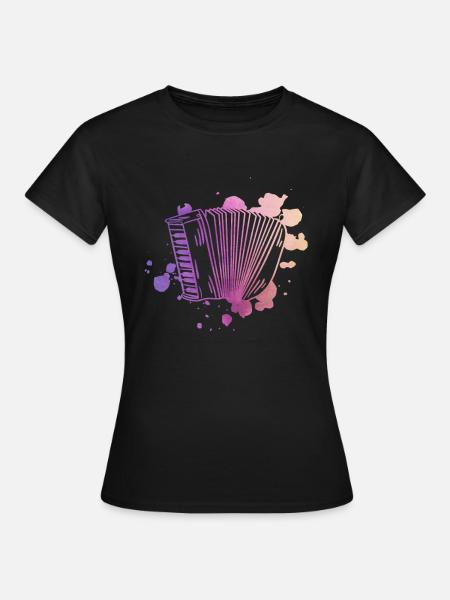 Akkordeon Aquarell - Akkordeon Akkordeonspieler - Frauen T-Shirt - Schwarz