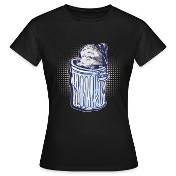 Waschbär gräbt durch einen Mülleimer - Waschbär - Frauen T-Shirt - Schwarz - Vorne - AI Model Female 172 dark (172cm)
