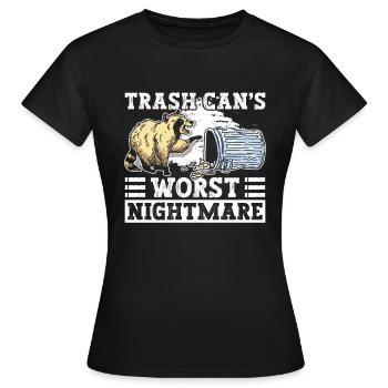 Mülltonnen schlimmster Albtraum - Waschbär - Frauen T-Shirt - Schwarz - Vorne - AI Model Female 172 dark (172cm)