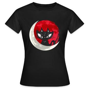 Chat noir avec croissant de lune - gothique gothique - T-shirt Femme - noir - Devant - AI Model Female 172 dark (172cm)