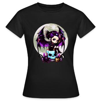 Niedlicher Goth Fledermausflügel Gothic Grufti - Frauen T-Shirt - Schwarz - Vorne - AI Model Female 172 dark (172cm)