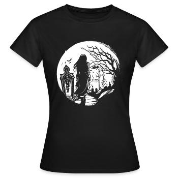 Goth geht über Friedhof - Gothic Grufti - Frauen T-Shirt - Schwarz - Vorne - AI Model Female 172 dark (172cm)