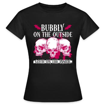 Außen sprudelnd, innen gotisch - Bubble Goth Perky - Frauen T-Shirt - Schwarz - Vorne - AI Model Female 172 dark (172cm)
