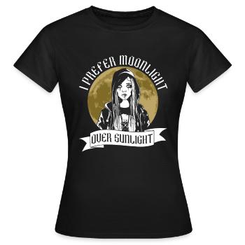 Clair de lune avant la lumière du soleil - Moontan Gothic Goth - T-shirt Femme - noir - Devant - AI Model Female 172 dark (172cm)