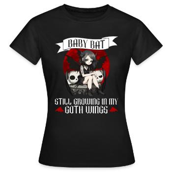 Baby Fledermaus Gothic Goth Grufti Spruch - Frauen T-Shirt - Schwarz - Vorne - AI Model Female 172 dark (172cm)