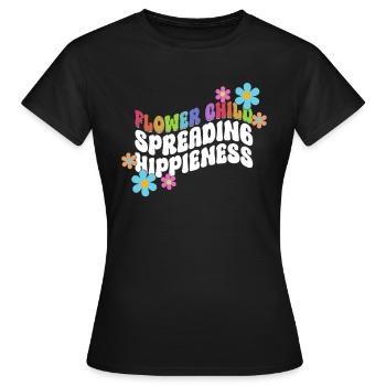 Blumenkind, das Hippieness verbreitet - Hippie - Frauen T-Shirt - Schwarz - Vorne - AI Model Female 172 dark (172cm)