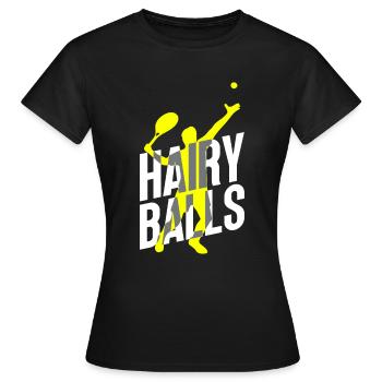 Haarige Bälle - Lustiges Tennis - Frauen T-Shirt - Schwarz - Vorne - AI Model Female 172 dark (172cm)