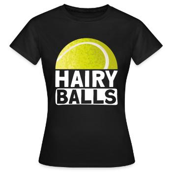Haarige Bälle - Lustiges Tennis - Frauen T-Shirt - Schwarz - Vorne - AI Model Female 172 dark (172cm)