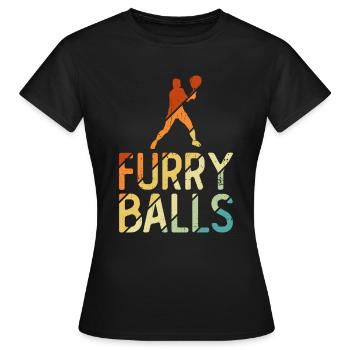 Pelzige Bälle - Lustiges Tennis - Frauen T-Shirt - Schwarz - Vorne - AI Model Female 172 dark (172cm)