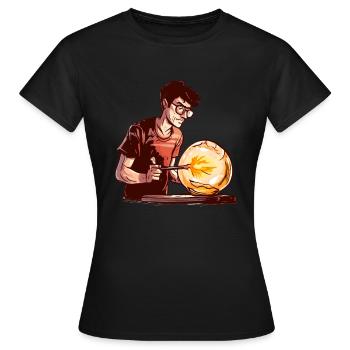 Souffleurs de verre formant des boules de verre - soufflage de verre - T-shirt Femme - noir - Devant - AI Model Female 172 dark (172cm)