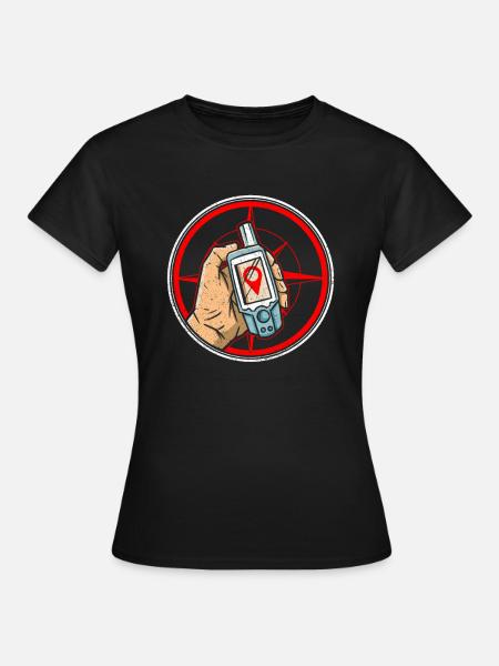 Kompass + Hand mit GPS-Empfänger - Geocaching - Frauen T-Shirt - Schwarz