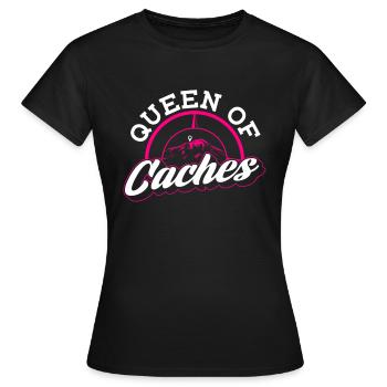 Queen of Caches - Geocaching Geocacher - Women's T-Shirt - black - Front - AI Model Female 172 dark (172cm)
