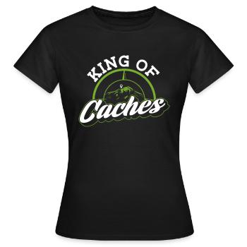 King of Caches - Geocaching Geocacher - Women's T-Shirt - black - Front - AI Model Female 172 dark (172cm)