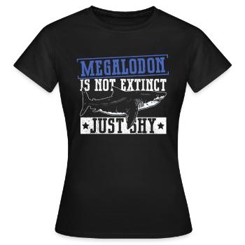 Megalodon ist nicht ausgestorben - nur schüchtern - Frauen T-Shirt - Schwarz - Vorne - AI Model Female 172 dark (172cm)