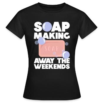 Fabrication de savon bouilloire à savon dicton - T-shirt Femme - noir - Devant - AI Model Female 172 dark (172cm)