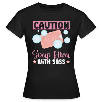 savon fabrication savon savonnière savonnerie savon chaudière - T-shirt Femme - noir - Devant - AI Model Female 172 dark (172cm)