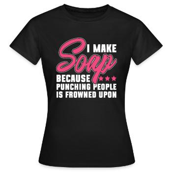 Savon Fabrication de savon Fabricant de savon Fabricant de savon - T-shirt Femme - noir - Devant - AI Model Female 172 dark (172cm)