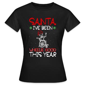 02 Père Noël J’ai été bon Wheelie cette année - T-shirt Femme - noir - Devant - AI Model Female 172 dark (172cm)