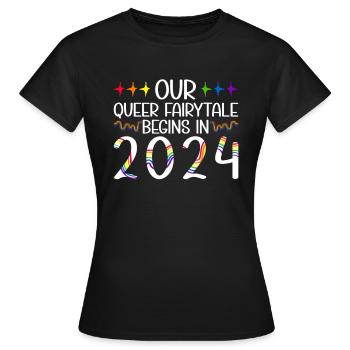 Queer Fairytale 2024 Hochzeit Homo-Ehe - Frauen T-Shirt - Schwarz - Vorne - AI Model Female 172 dark (172cm)