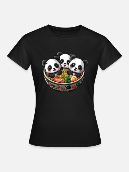 Panda Bear Ramen Panda Géant Japonais - T-shirt Femme - noir