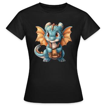 Drache Schulranzen Drache Kinder Niedlich - Frauen T-Shirt - Schwarz - Vorne - AI Model Female 172 dark (172cm)