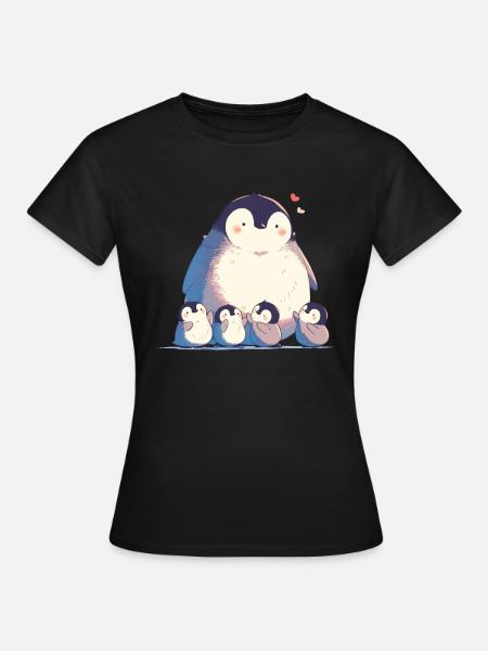 Pinguin Familie Kawaii Pinguin Niedlich - Frauen T-Shirt - Schwarz