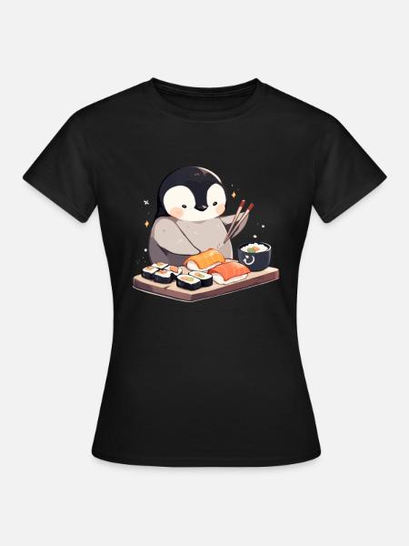 Pinguin Sushi Japanischer Pinguin Niedlich - Frauen T-Shirt - Schwarz