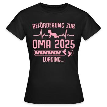 Werdende Oma 2025 lädt - Frauen T-Shirt - Schwarz - Vorne - AI Model Female 172 dark (172cm)