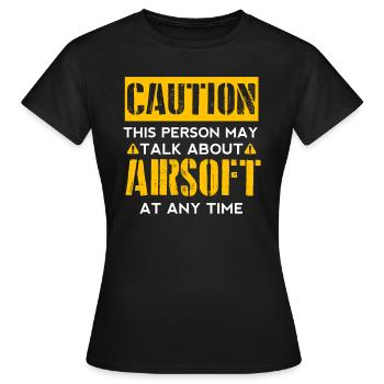 CAUTION - Airsoft Fan - Women's T-Shirt - black - Front - AI Model Female 172 dark (172cm)