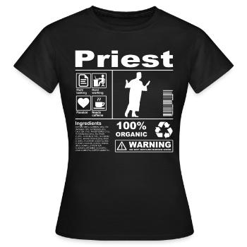 Description du produit du prêtre - T-shirt Femme - noir - Devant - AI Model Female 172 dark (172cm)