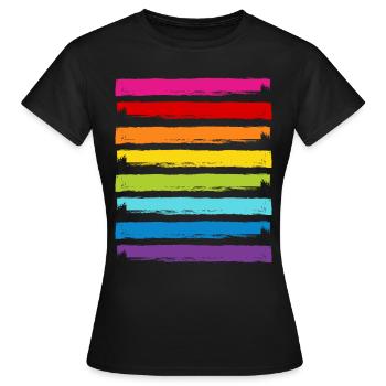 Regenbogen Farben Streifen LGBT LGBTQ Gay Pride - Frauen T-Shirt - Schwarz - Vorne - AI Model Female 172 dark (172cm)
