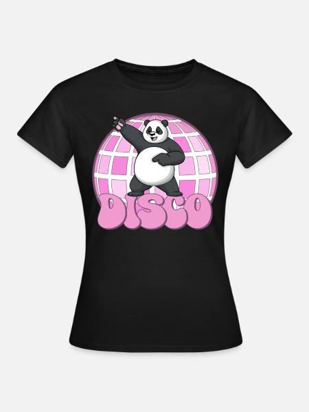Panda Bär Tanzen Disco Party 70er Jahre Discokugel - Frauen T-Shirt - Schwarz