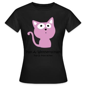 Süße Katze - Weltherrschaft - Frauen T-Shirt - Schwarz - Vorne - AI Model Female 172 dark (172cm)
